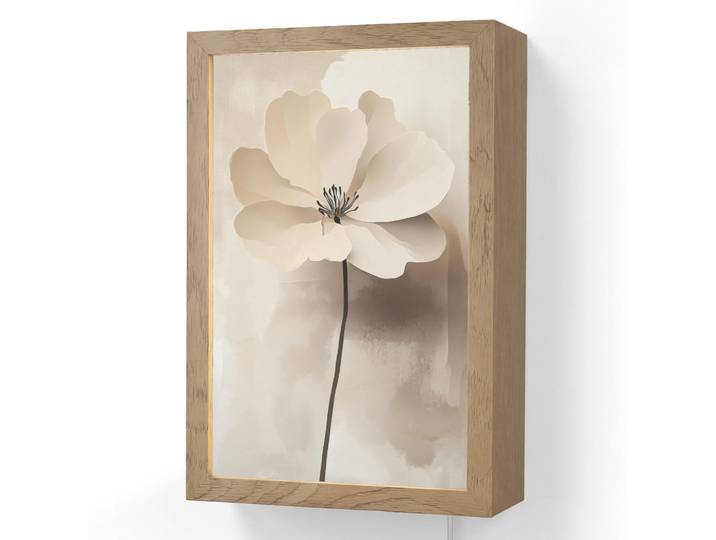 OnlyWow Wandleuchte - Blume - Beige - Farbe - Schatten - 20x30 cm, Holzwerkstoff, Rechteckig, LED integriert, 20x30x8 cm, Lampen & Leuchten, Innenbeleuchtung, Wandlampe