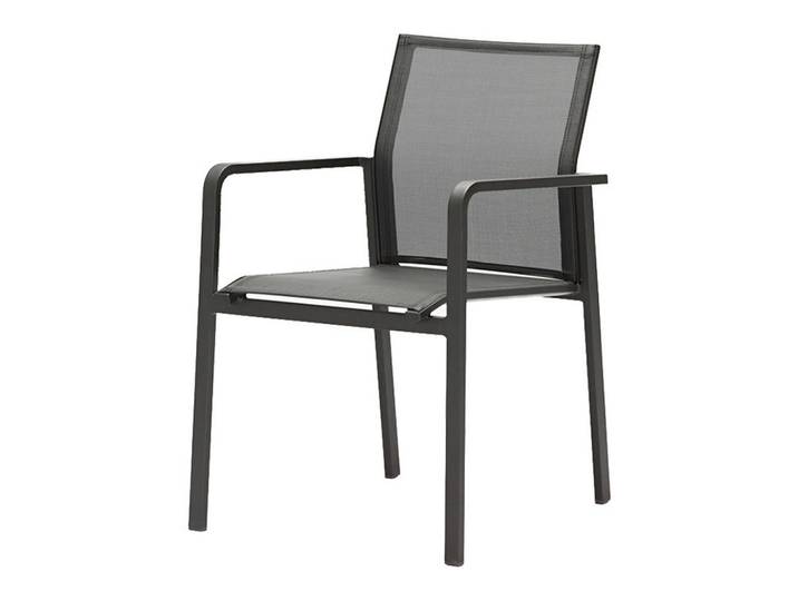 Zebra Stapelsessel, Anthrazit, Metall, Textil, eckig, 55x85x61 cm, stapelbar, wetterbeständig, Gartenmöbel, Gartenstühle, Gartenstühle stapelbar