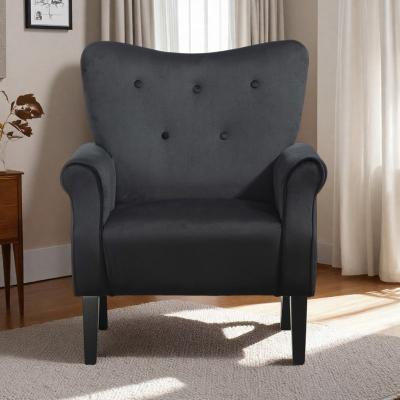 "28.5"" Polyester Mid-Century Modern Wingback Accent Chair with Sturdy Wood Legs and High-Back Padded Club Design"