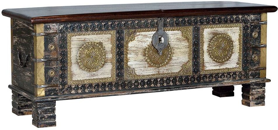 Pharao24.de Truhe Dekotruhe aus Mangobaum Massivholz mit Ornament Muster