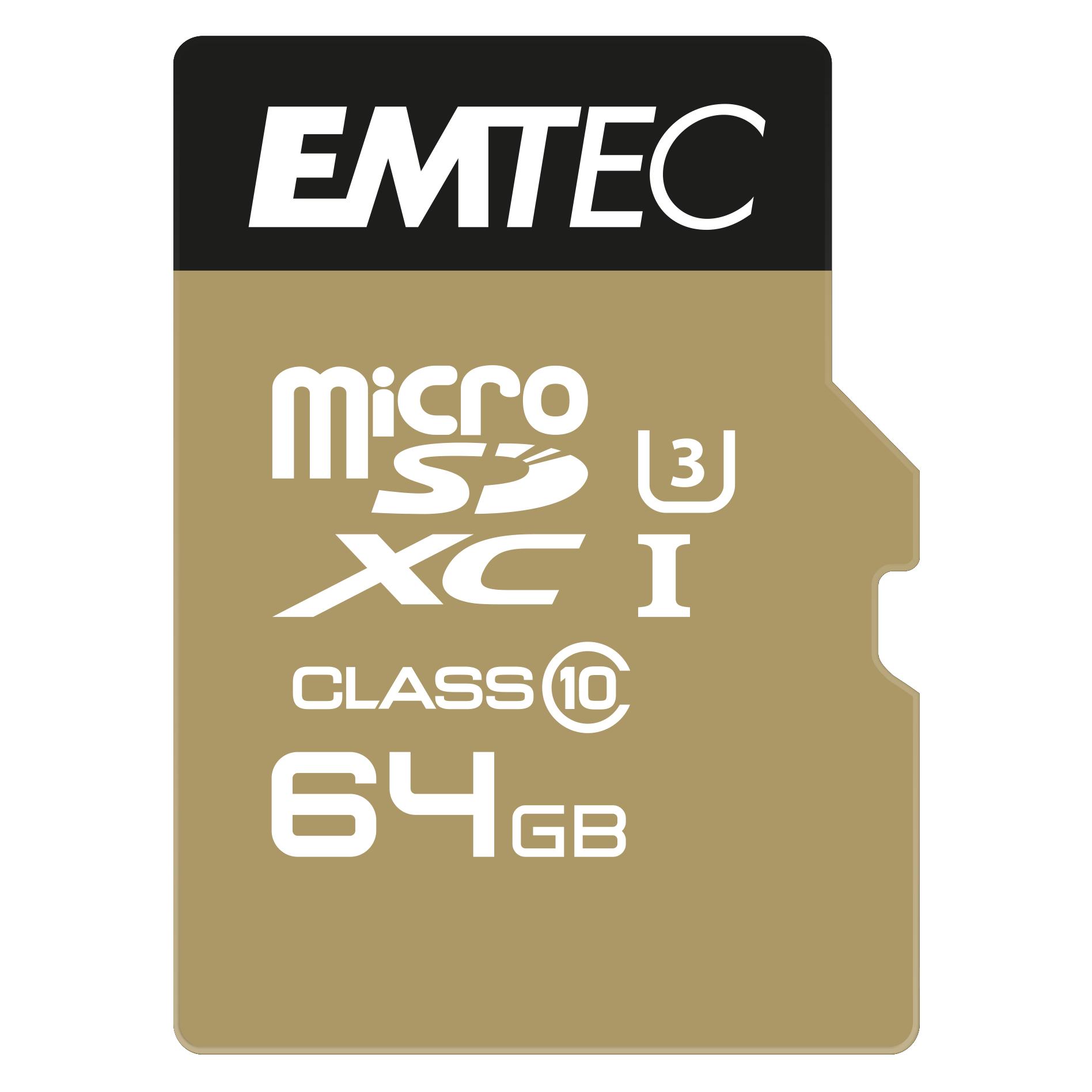 Emtec microSDXC Klasse10 Speedin (64 GB, microSDXC, U3, UHS-I) (ECMSDM64GXC10SP)