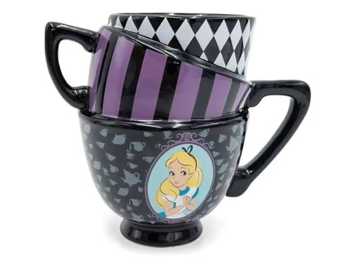 Silver Buffalo Disney Tim Burton Alice im Wunderland gestapelte Teetasse 3D geformte Keramik-Kaffeetasse, 590 ml