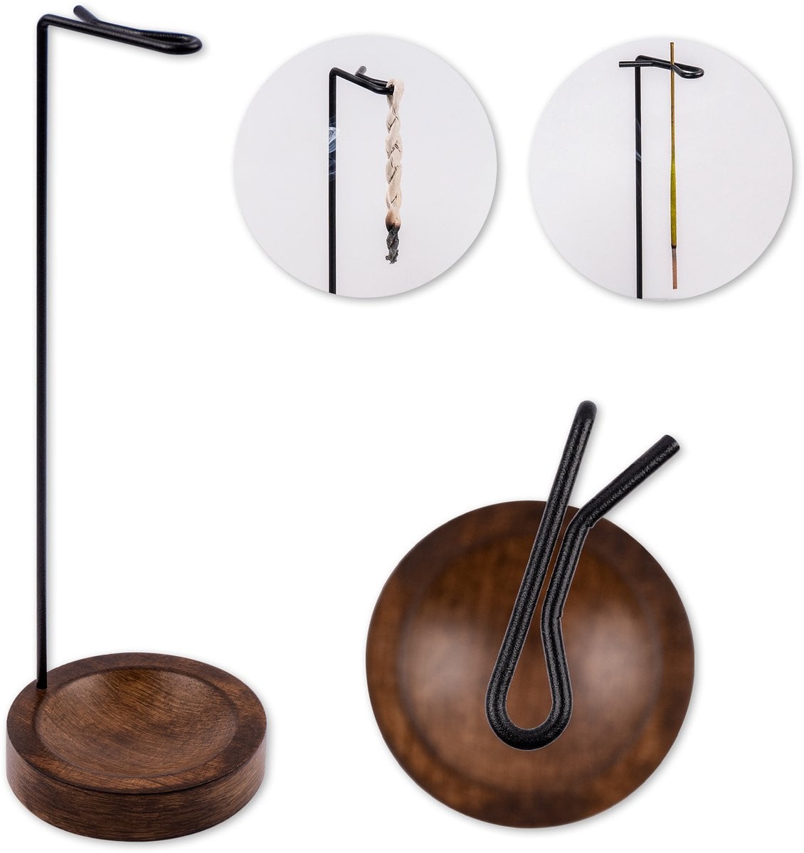 HAKO Wierookhouder - Modern minimalistisch design van hout en metaal - Verticaal branden