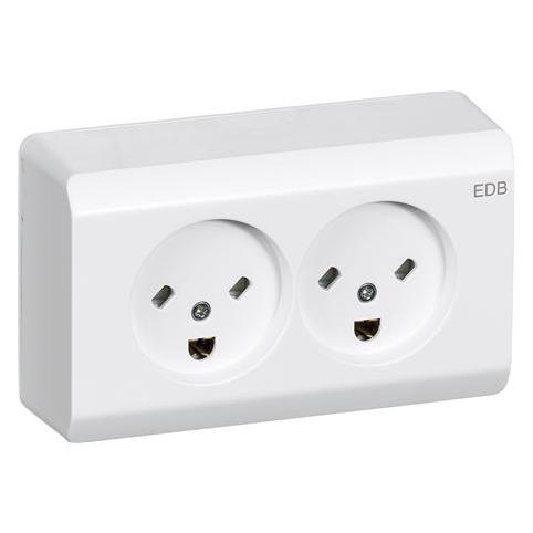 LK OPUS 66 stikkontakt udvendig dobbelt EDB 2-pol med jord hvid (AAK501N6522)