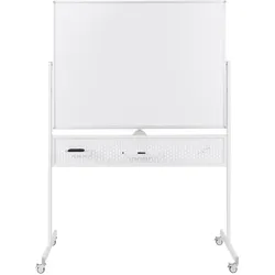 COSTWAY Mobiles Whiteboard 120x90cm Weiß, doppelseitig magnetisch 360°‐drehbar, höhenverstellbar mit Rollen, Lochwand‐Ablage & Zubehör