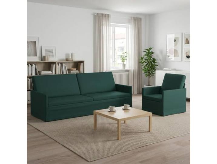 Sofa-Set 2 Stück Dunkelgrün Stoff Metallrahmen,100 % Polyesterstoff,Schaumstofffüllung,Kissen-Rücken,Montageanleitung,modernes Wohnzimmer