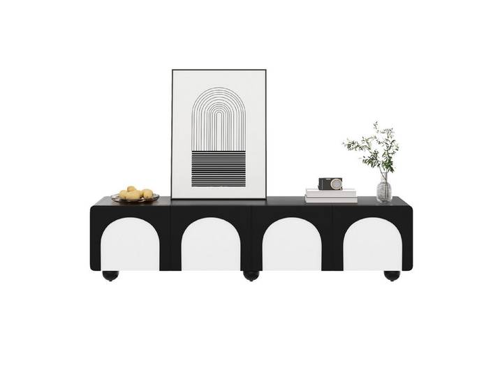 muvano TV-Schrank TV-Lowboard 180x38x45 cm mit Schubladen und Kabelmanagement TV-Möbel, TV-Paneel, niedriger TV-Schrank. Klassisches-Design