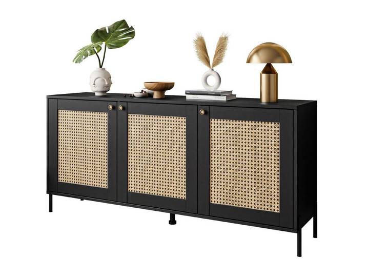Lookway Kommode VIENNA 3D mit Wiener Geflechtimitation und drei Türen, 154x72/79x40 cm