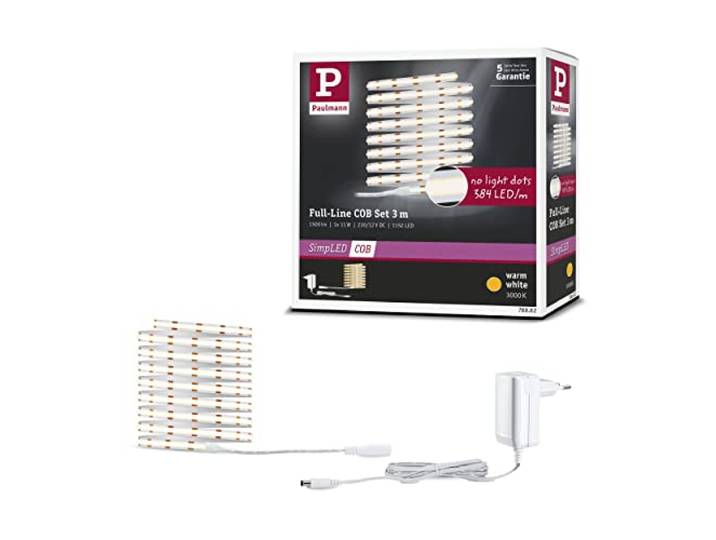 Paulmann 78862 SimpLED LED Strip Full-Line COB Kit complet 3m 11W 1500lm 384LEDs/m 3000K 12VA blanc métal