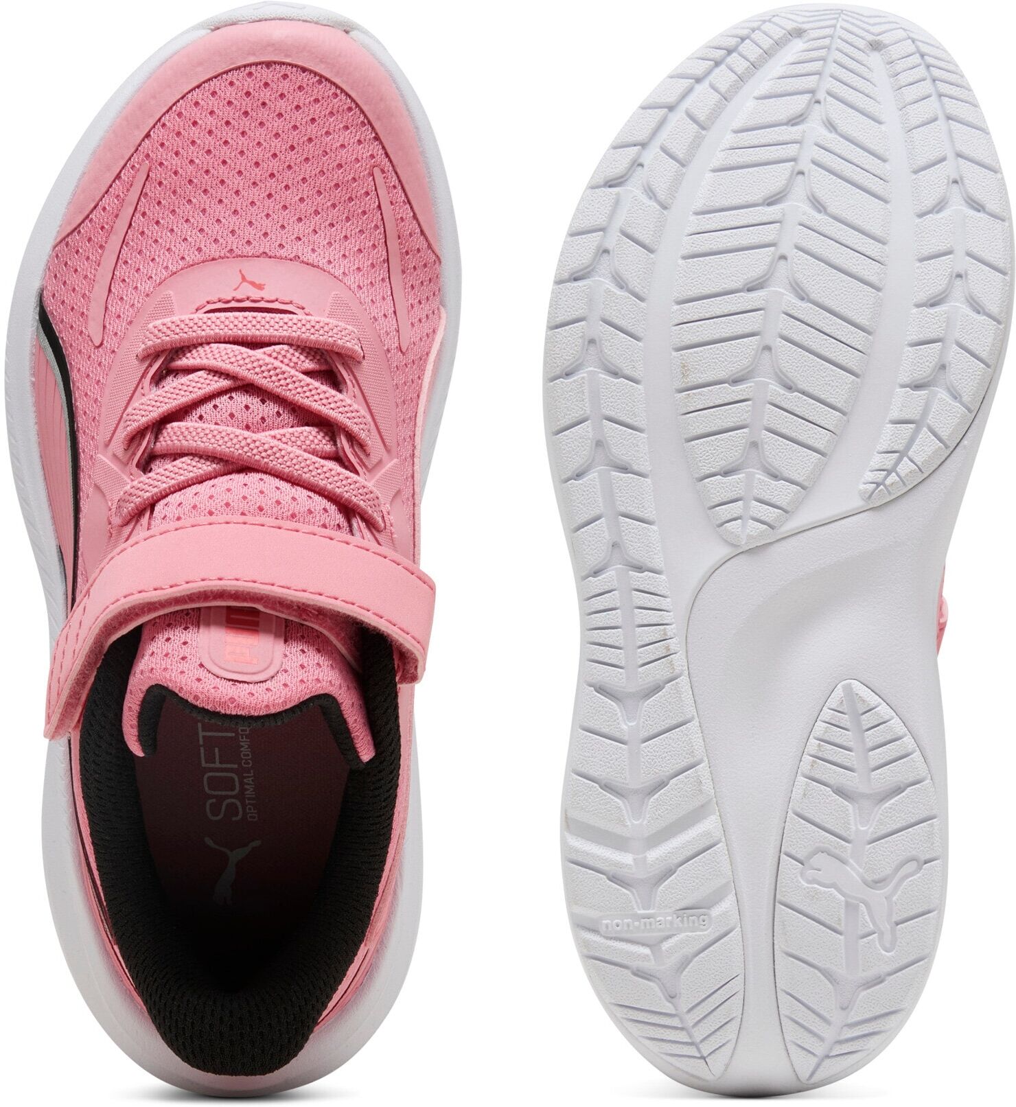 Laufschuh PUMA "SKYROCKET 2 AC PS", Jungen, Gr. 29, Textil, pink (pinkscape, puma weiß), Schuhe Laufschuh, für Sport und Freizeit, atmungsaktives Obermaterial, Klettverschluss pinkscape, puma weiß 29, Textil