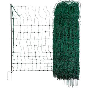 Kerbl Weidezaunnetz PoultryNet 292273, Geflügelnetz, 106 cm x 25 m, grün, elektrifizierbar, mit Doppelspitze