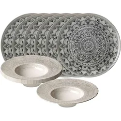 GOURMET-SET Rimini Mandala grau 12-tlg.