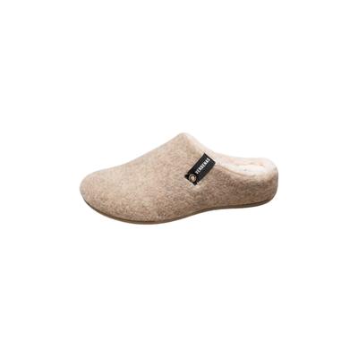 Hausschuh VERBENAS "YORK PICOS PET TONE", Damen, Gr. 42, wärmend, beige, Textil, meliert, unifarben, Basic, Schuhe Hausschuh, Pantoffel, Slipper, Wohlfühlschuh mit Logo-Schriftzug