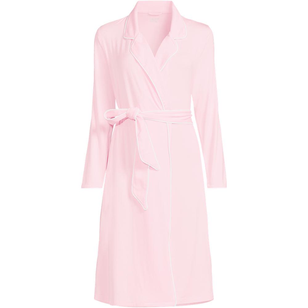 Bademantel mit Paspeln für Damen, Damen, size: regular, Pink, Elasthan/Viskose-Mischung, by Lands' End