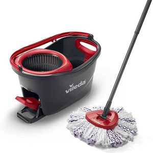 Vileda Bodenwischer Turbo Microfaser 3 in 1 Set, Wischmopp mit Moppkopf, Eimer & Schleuder