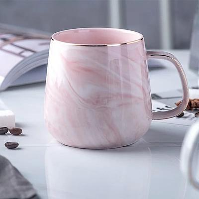 Uplifted Finds Nordic Ins Style Marble Ceramic Mug Elegant Gold Rim Coffee & Oatmeal Breakfast Cup pink