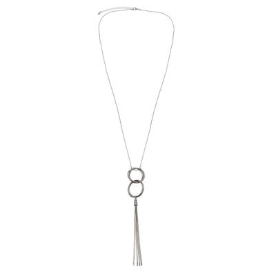Kette mit Anhänger STEUER "Metall glanz Ringe Quaste", silber, Halsketten, Damen, 93,0cm, Metall, L: 93 B: 35mm, glänzend, B:35mm