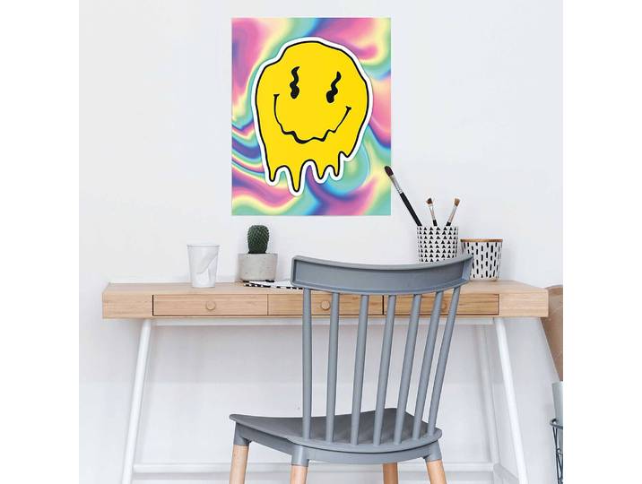 Poster Dripping Smiley Papier Jaune 40 x 50 x 0cm