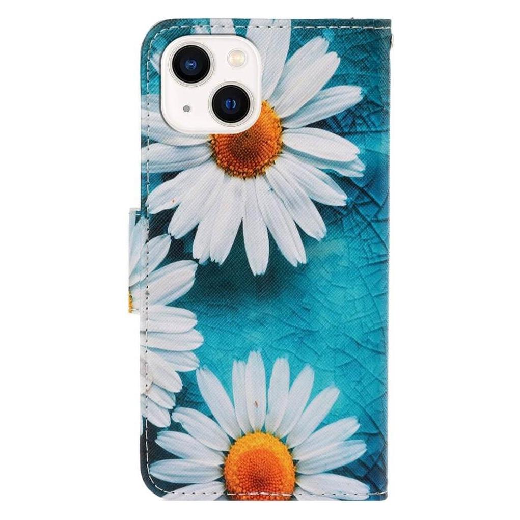 Cover-Discount iPhone 15 - Leder Etui Hülle Margeriten (Apple iPhone 15) (660149625A)