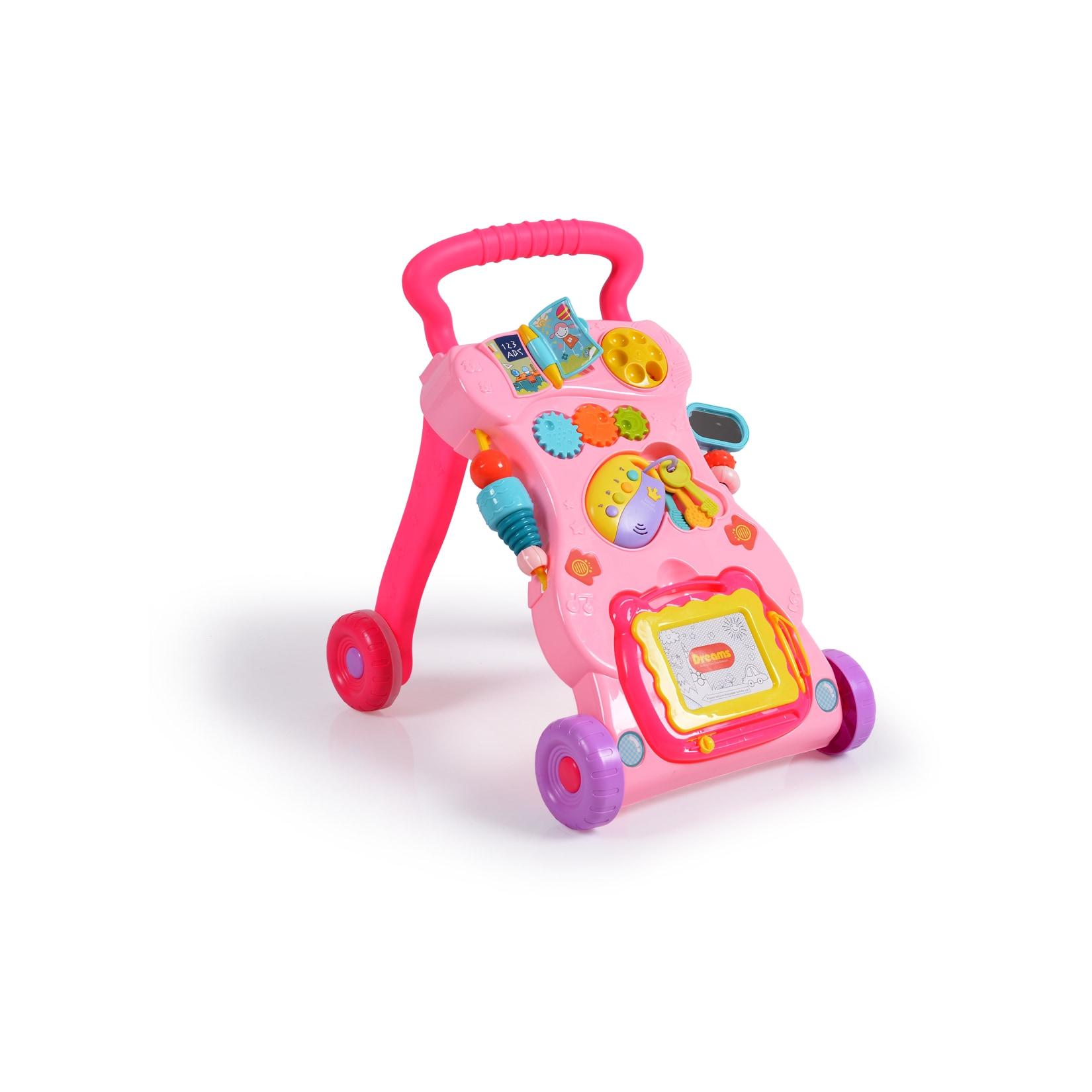 Moni Lauflernwagen Dreams, Spielcenter, Zeichenbrett, Melodien und Geräusche pink