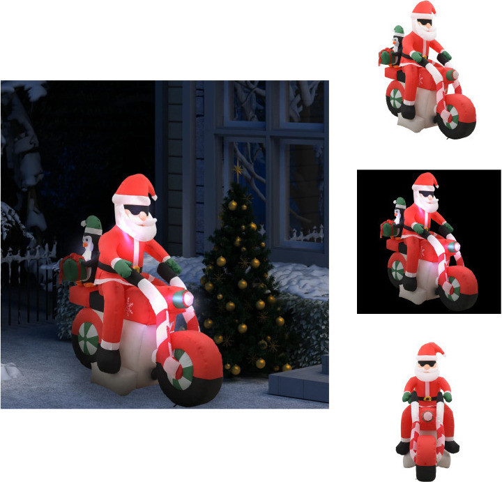 vidaXL Opblaasbare kerstman op motorfiets met LED-verlichting, 160 cm