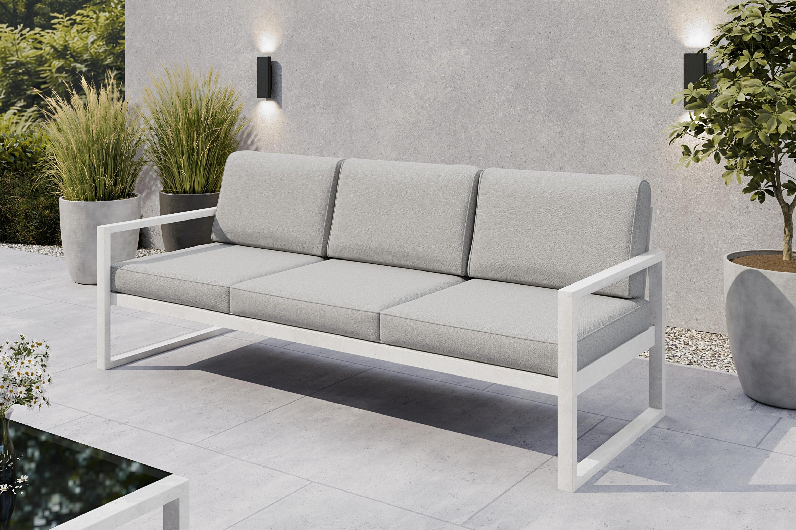 SOLAR 3-Sitzer Garten-Loungesofa - Metallgestell pulverbeschichtet - Komfortsofa mit dicken Polstern W/PB06
