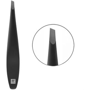 Zwilling Pinzette Premium Black Edition, Länge 9 cm, Edelstahl, schräge Spitze, für Augenbrauen und Splitter