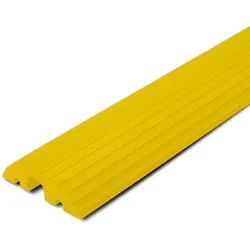 PROREGAL Kabelbrücke mit 3 Kanälen aus Hartgummimischung | Kabel-Ø 1x45mm & 2x20mm | HxBxT 6,5x21x120cm | LKW & Stapler geeignet | Gelb
