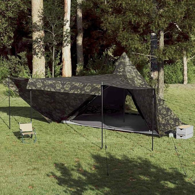 Tipi-Familienzelt 8 Personen Tarnmuster Wasserdicht,Sportartikel,Outdoor-Aktivitäten,Camping & Wandern,Zelte,Mehrfarbig,11.99 KG,4009451