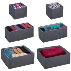 Relaxdays Schubladen Organizer 6er Set Grau
