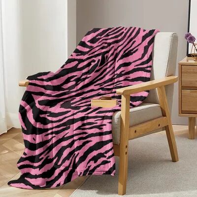 Shop Station Pink Leopard Print Throw Blanket Soft Plush Fleece Animal Print Blanket For Sofa, Bed & Couch pink 39.37 59.06 In