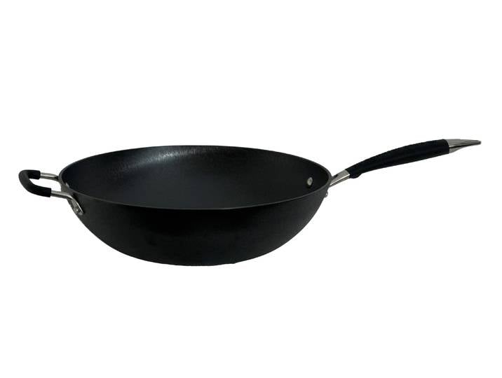 Wok RONNEBY BRUK Ultra Light Wok-Pfanne, mit silikonummanteltem Griff , schwarz, B:32cm H:11,5cm L:58cm, Pfannen, Wok