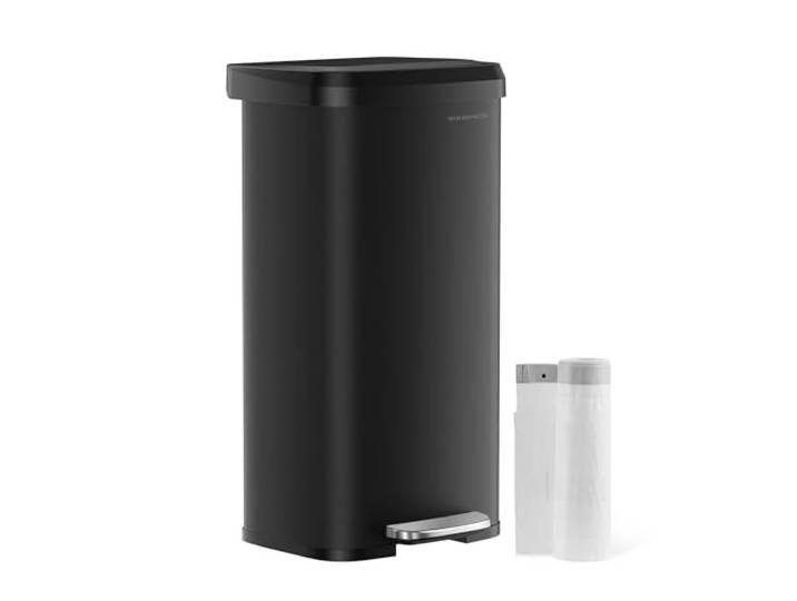 SONGMICS Mülleimer Küche, 68 Liter Tretmülleimer aus Stahl, mit Deckel