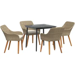 vidaXL 5-teilige Garten Essgruppe Beige Poly Rattan