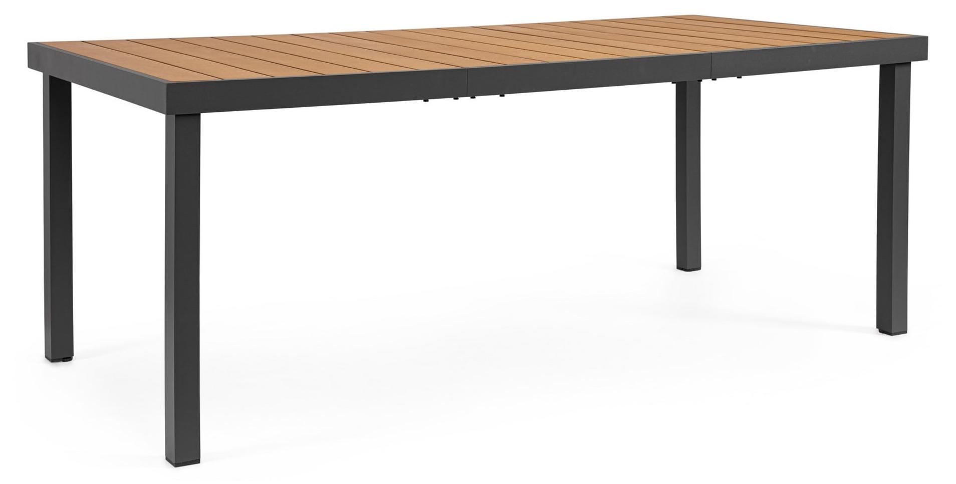 Gartentisch SANTANDER mit Tischplatte in Holzoptik und anthrazitfarbenem Aluminiumgestell, 190×90 cm