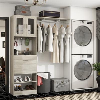 Rackcog Closet System with Doors and Drawers, Storage Organizer with DIY Shelving for Walk-in Closet