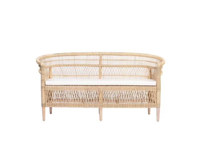 Banquette naturelle en rotin et teck 80x160x67