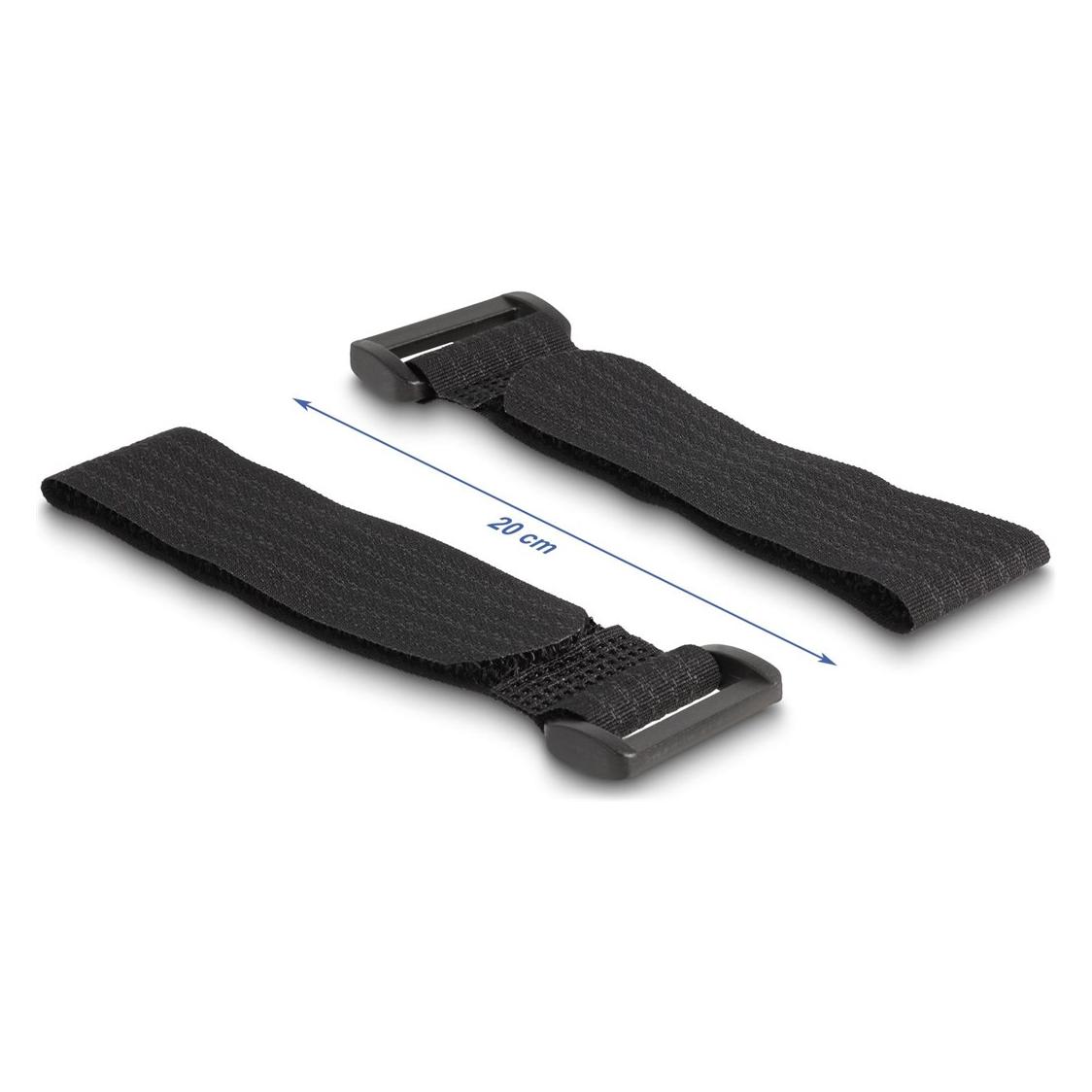 Delock Klettpad selbstklebend mit Klett-Kabelbinder Set 10 Stück schwarz (Klettkabelbinder, 200 mm, 10 Stk.) (19107)
