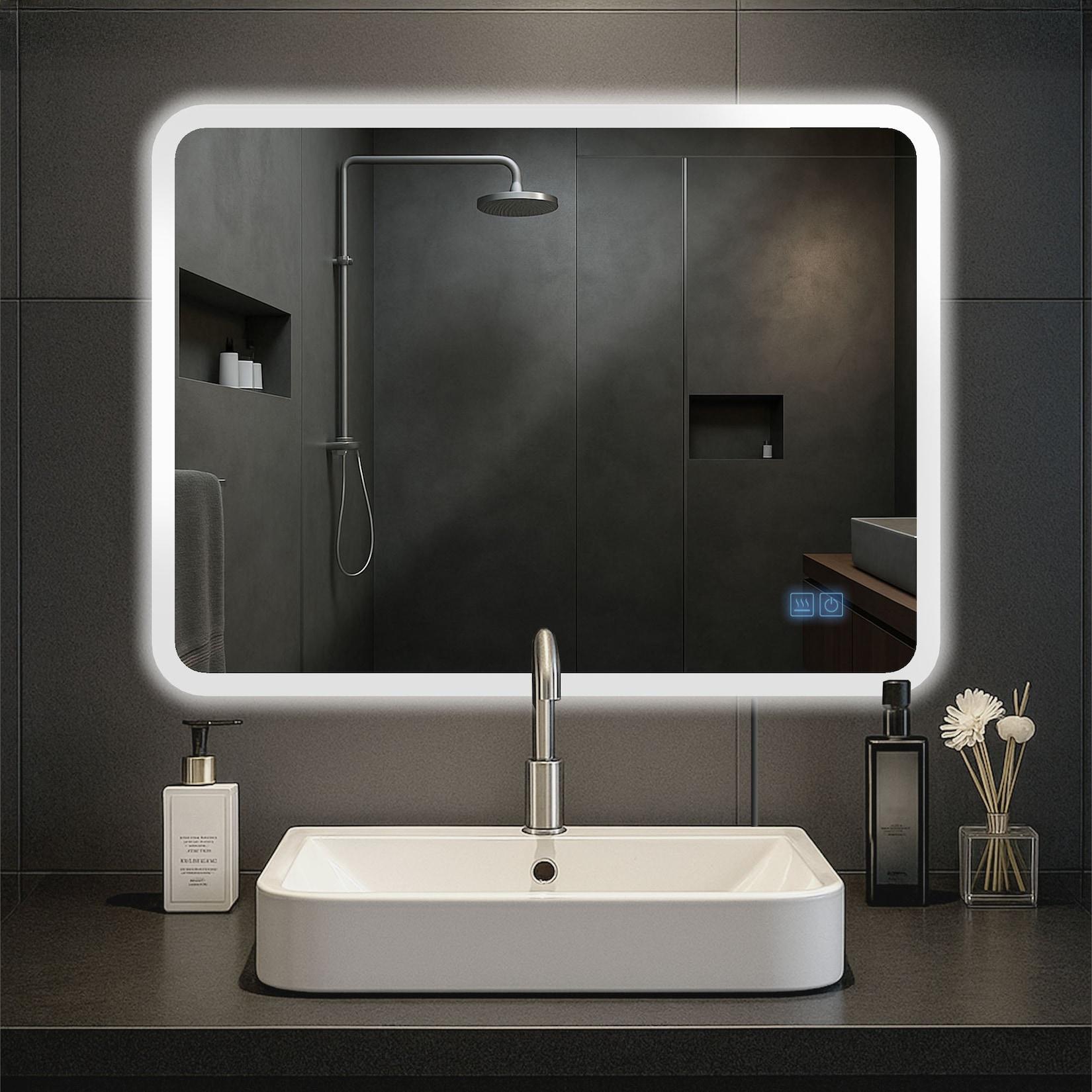 CLP Badspiegel Jericho mit Beleuchtung, Bluetooth-Lautsprecher, Anti-Beschlag Badezimmerspiegel, Wandspiegel LED dimmbar, 3 Licht-Modi