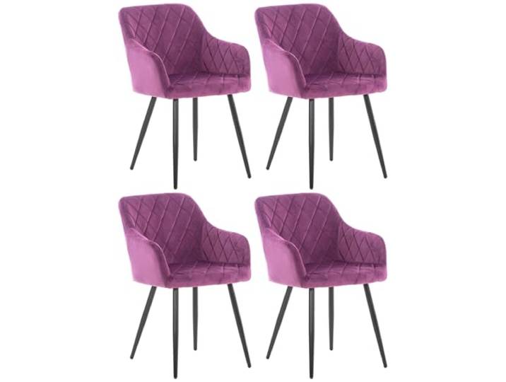CLP 4er Set Esszimmerstuhl Shila I Samt I Stoff I Gesteppt I Mit Bodenschonern, Farbe:lila, Material:Samt