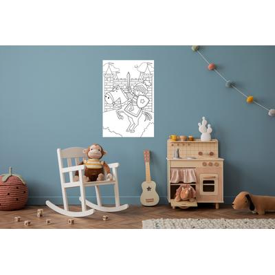 Wandsticker QUEENCE "Ritter und Burg", weiß, B:60cm H:90cm, Vinyl, Wandtattoos, DIY-Wandsticker zum Bemalen