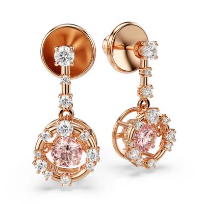 Paar Ohrhänger SWAROVSKI "Schmuck Geschenk Constella Ohrringe Dancing Stone", rosa (roségoldfarben, metallfarben, kristallweiß, rosa, kristallweiß, rosa), Ohrringe, Damen, Metall, mit Swarovski Kristall