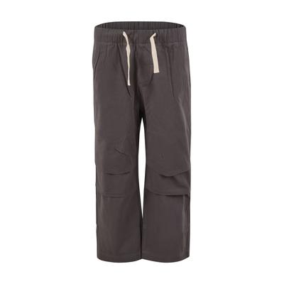 Cargohose ANOTHER COTTON LAB "Another Cotton Lab Another Loose Cargo", Mädchen, Gr. 116/122, grau (schwarz), 58% Baumwolle, 42% Polyester, unifarben, loose fit, Hosen Cargohose