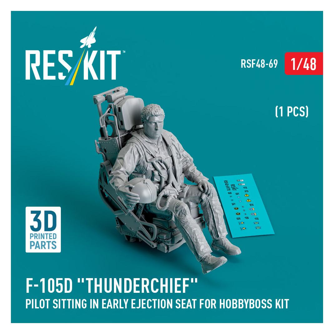 ResKit F-105D Thunderchief pilot sitting in early ejection seat for HobbyBoss kit (1 pcs) (3D Printed) (RSF48-0069)