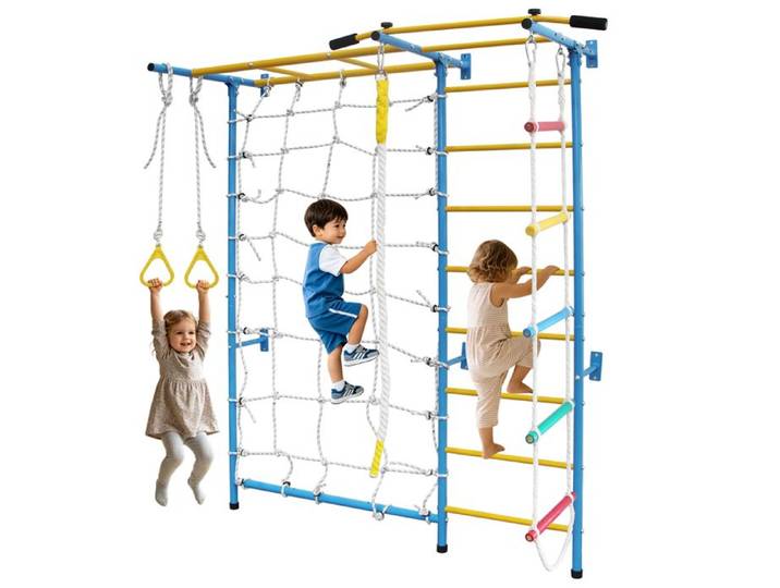 aire de jeux d'escalade intérieure pour enfants - ensemble d'escalade 7-en-1 - échelle suédoise - échelle murale