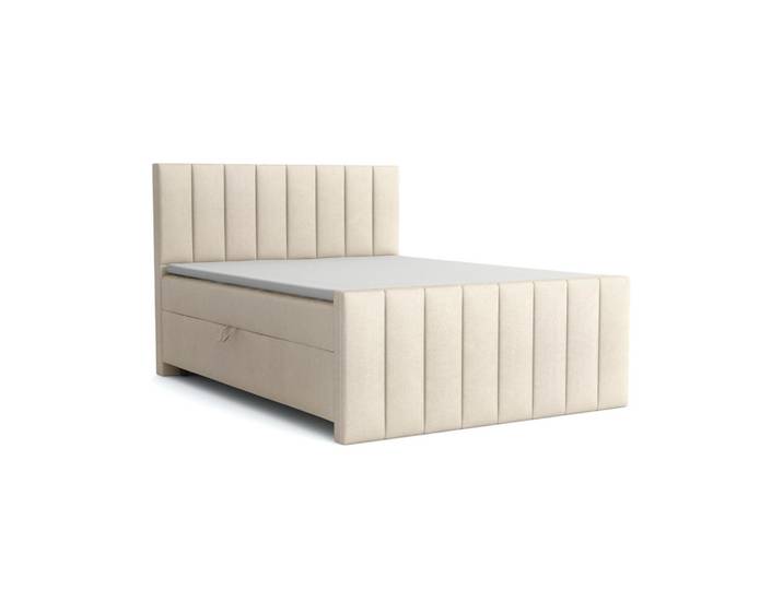 Deine Möbel 24 Boxbett FEN 180/200 Velour Creme mit Bonell-Federkernmatratzen H3, H3, 180x200 cm, Schlafzimmer, Betten, Boxspringbetten