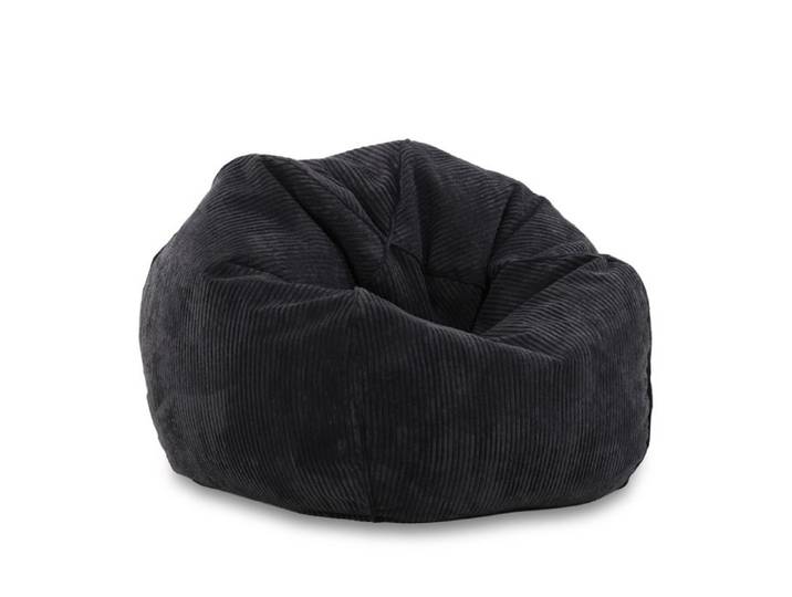 Pouf en velours côtelé avec repose-pieds siège rembourré confortable base large intérieur salon Graphite Sz19 M