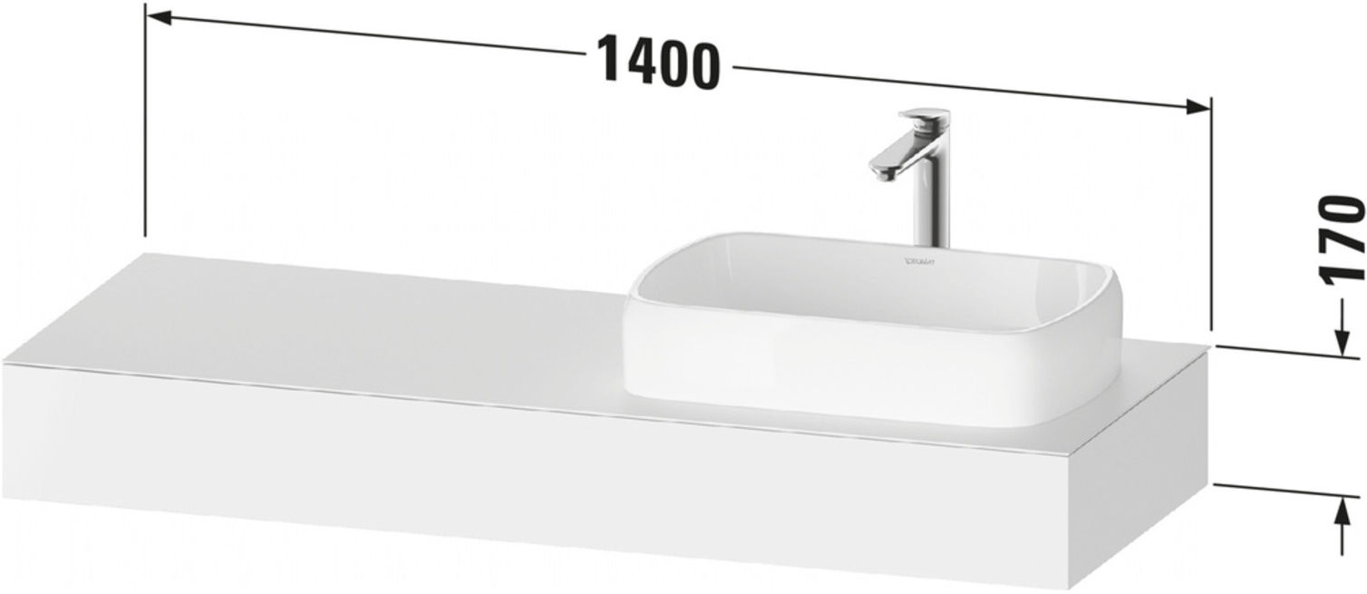 Duravit Konsole Qatego 140x55x17cm, gra ma, 1 Ausschn, Beck. re (QA4804049490000)