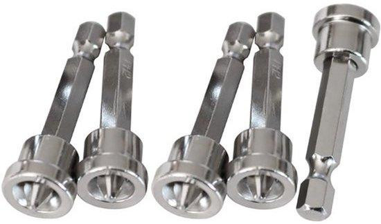 Set van 5 magnetische PH2 zeskant positioneringsbits voor gipsplaten schroeven