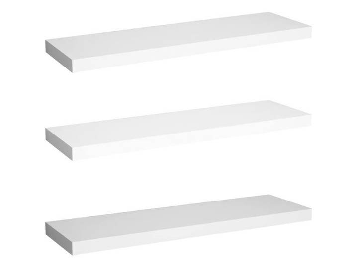 WOLTU Lot de 3 Étagère murale cube en bois MDF Étagère pour livres-CD-DVD Étagère à fixation invisible 100x22.9x3.8cm Blanc